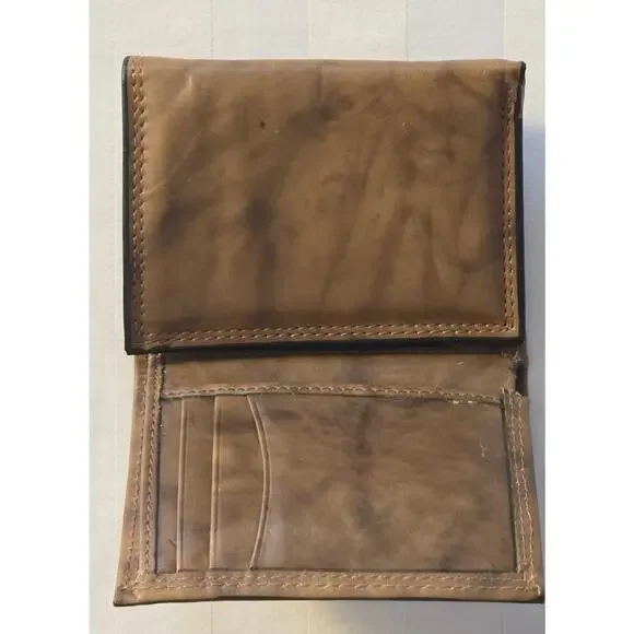 Vintage Yves Saint Laurent YSL Leather Trifold Wallet Tan w Tag